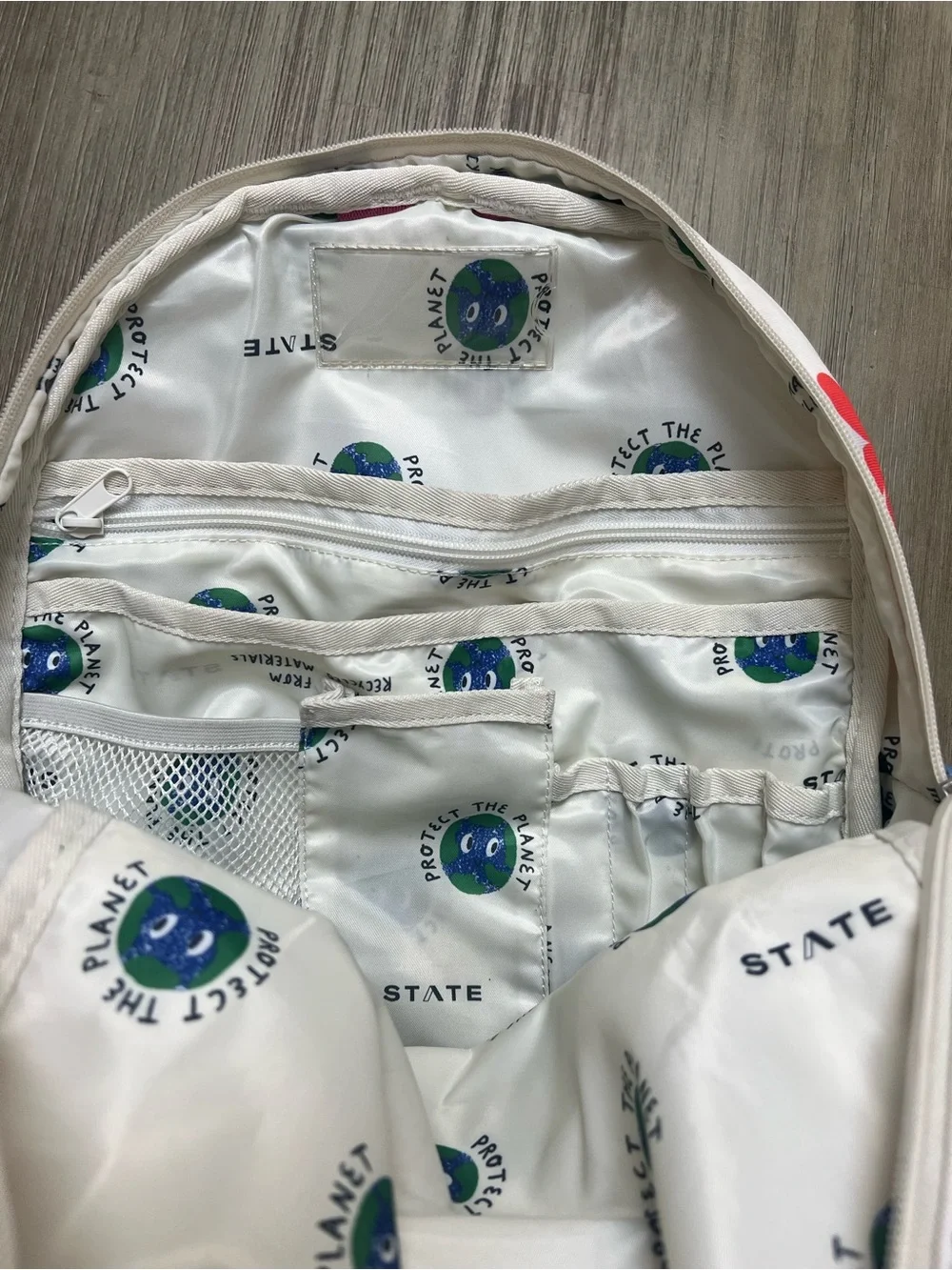STATE Kids Backpack with Smiling Floral Print — Pink, Blue & Red